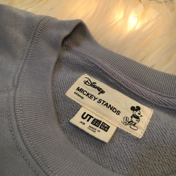 Uniqlo Disney Mickey Mouse Stands Crewneck Pullover Sweatshirt in Subdue Blue XS - Picture 5 of 8